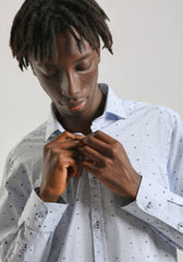 Camicia in cotone con microfantasia|Colore:Celeste