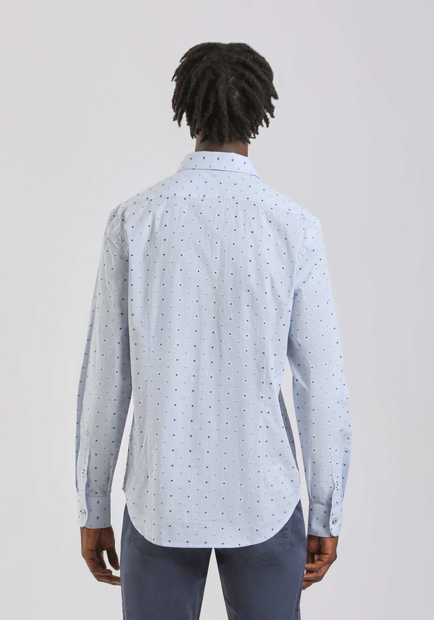 Camicia in cotone con microfantasia|Colore:Celeste