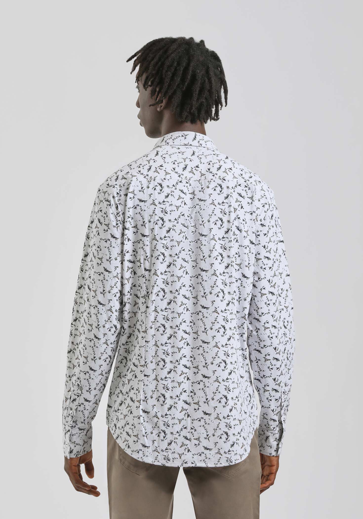 Camicia manica lunga con fantasia|Colore:Bianco