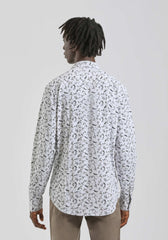 Camicia manica lunga con fantasia|Colore:Bianco