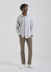 Camicia manica lunga con fantasia|Colore:Bianco