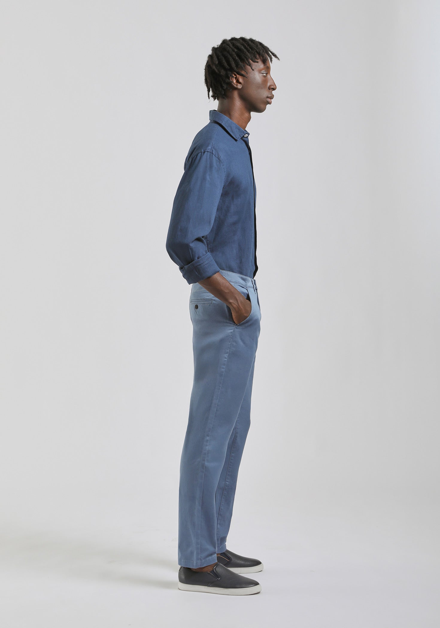 Pantaloni chino in cotone|Colore:Ciano
