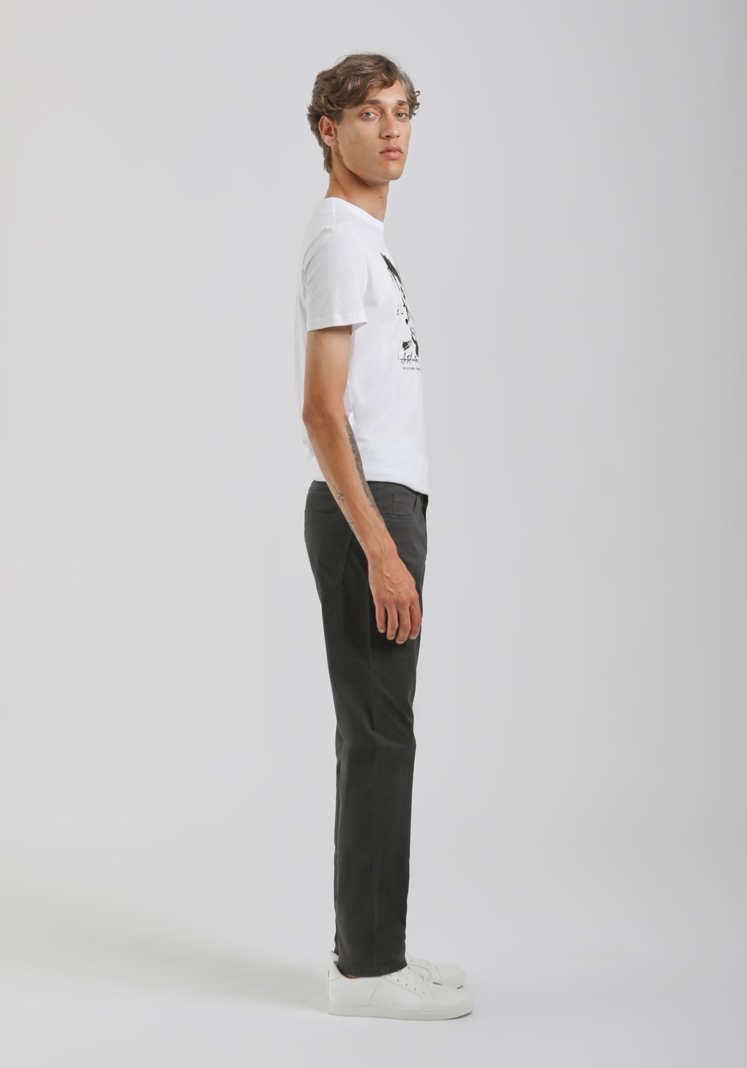 Pantaloni cinque tasche in cotone|Colore:Grigio scuro