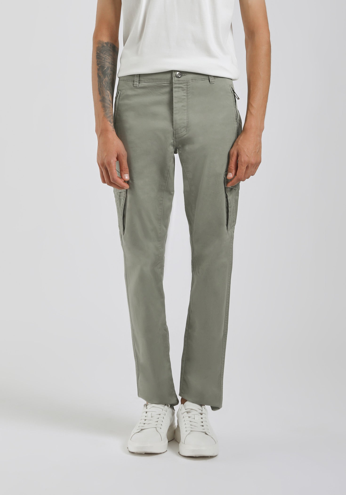 Pantaloni cargo in cotone|Colore:Salvia