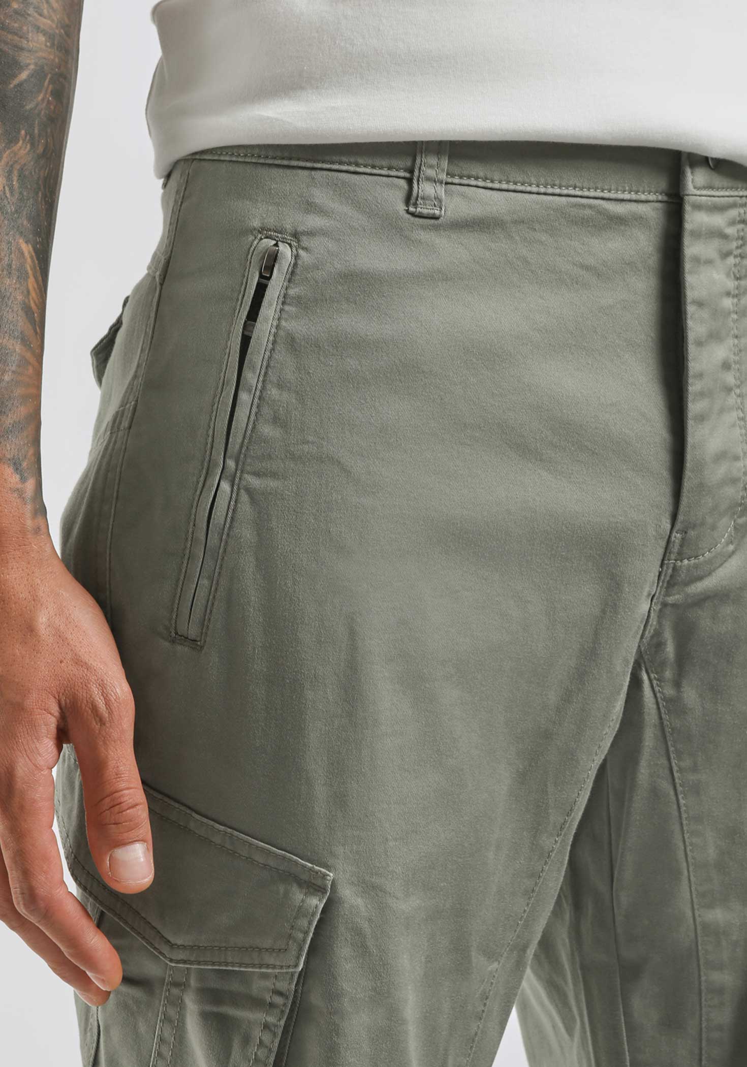Pantaloni cargo in cotone|Colore:Salvia
