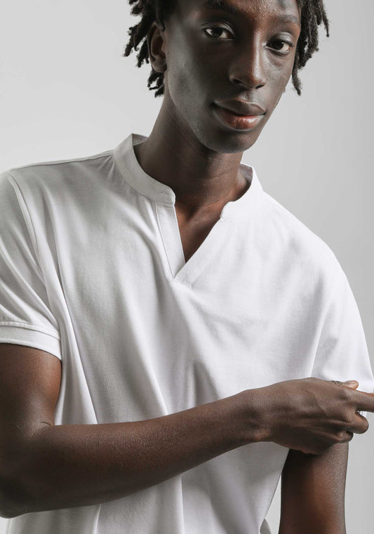 Polo coreana 100% cotone|Colore:Bianco
