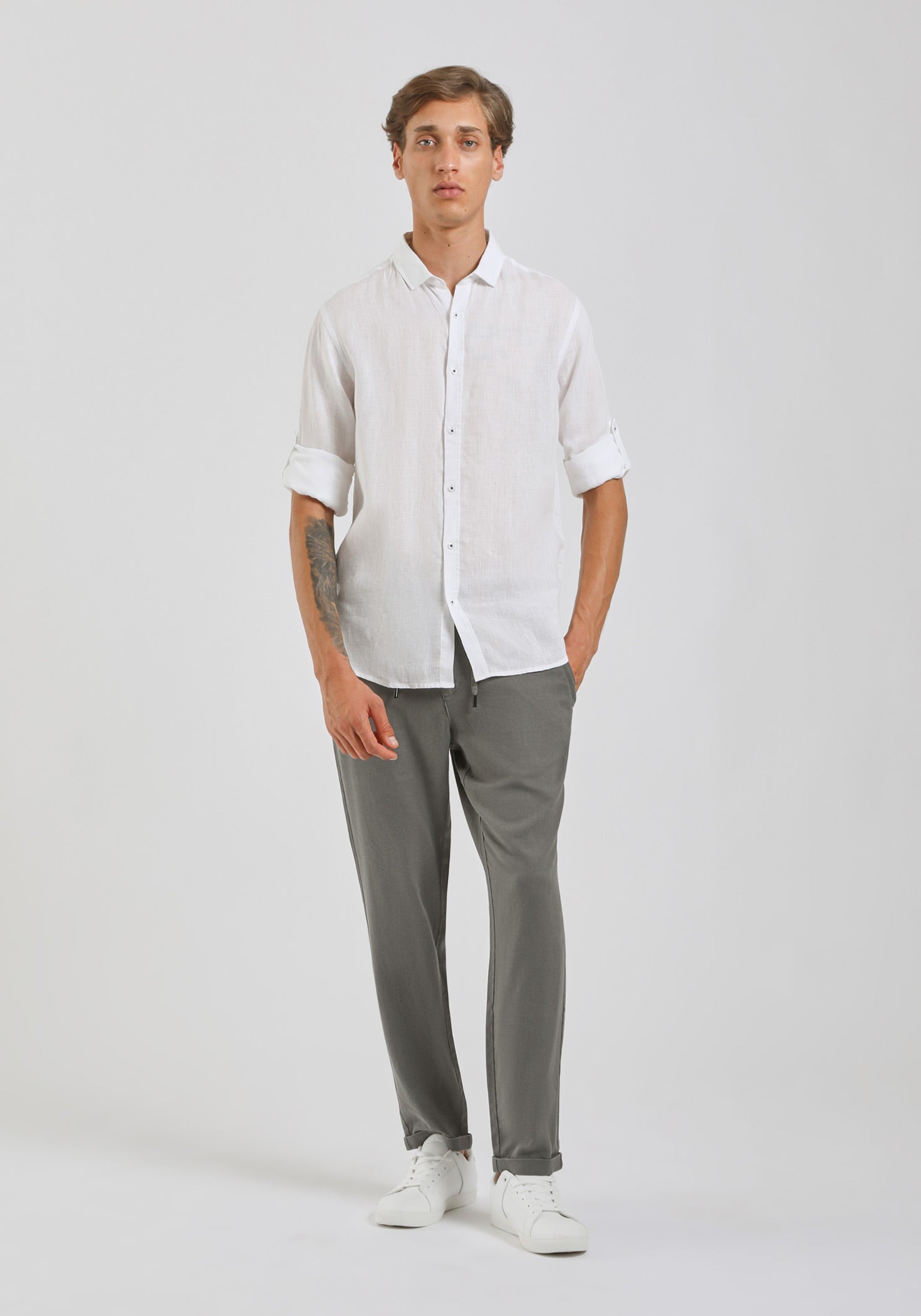 Camicia 100% lino|Colore:Bianco