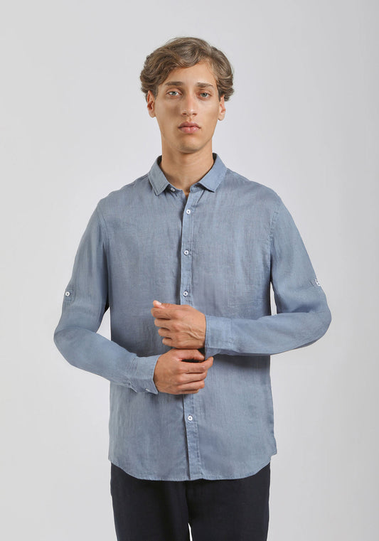 Camicia 100% lino|Colore:Ciano