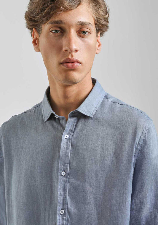 Camicia 100% lino|Colore:Ciano