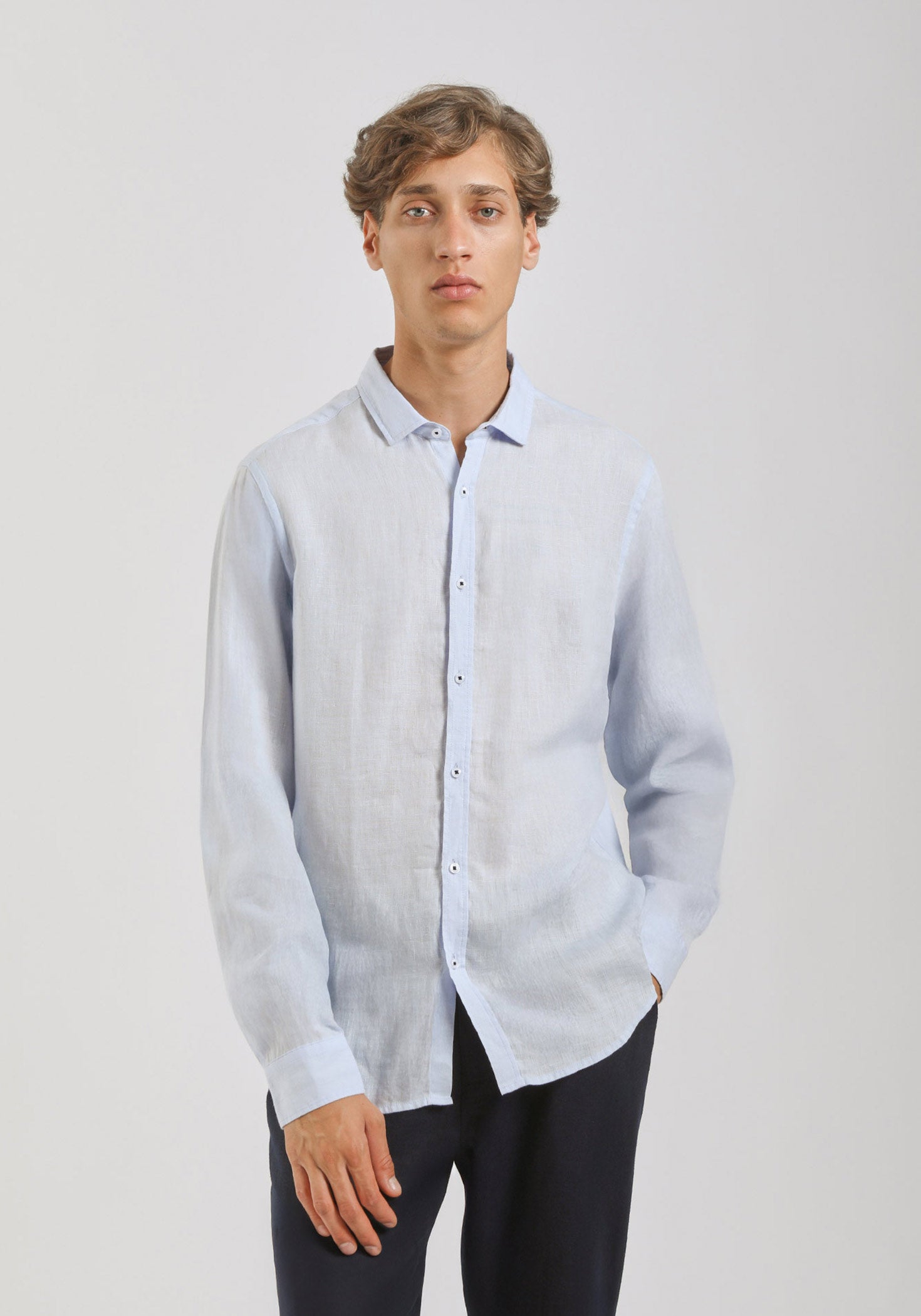Camicia 100% lino|Colore:Cielo