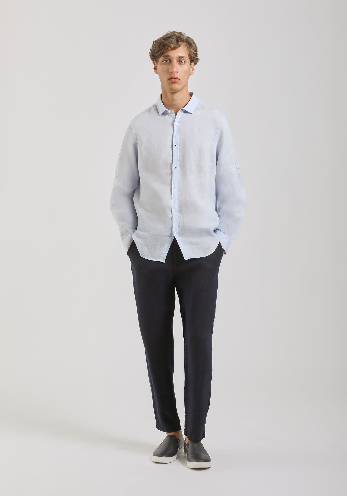 Camicia 100% lino|Colore:Cielo