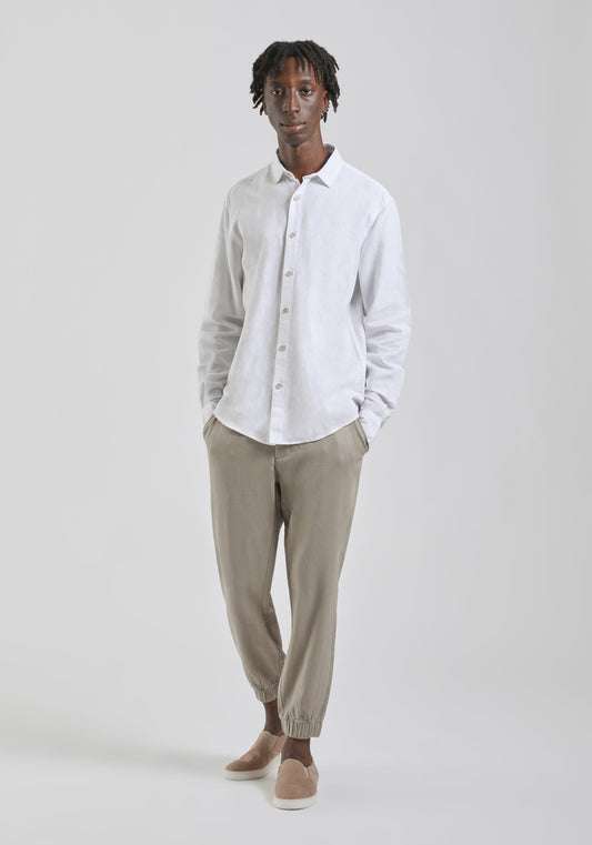 Pantaloni misto lino con elastici alle caviglie|Colore:Beige