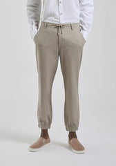 Pantaloni misto lino con elastici alle caviglie|Colore:Beige