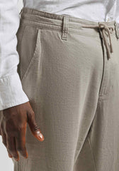 Pantaloni misto lino con elastici alle caviglie|Colore:Beige