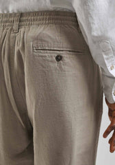 Pantaloni misto lino con elastici alle caviglie|Colore:Beige