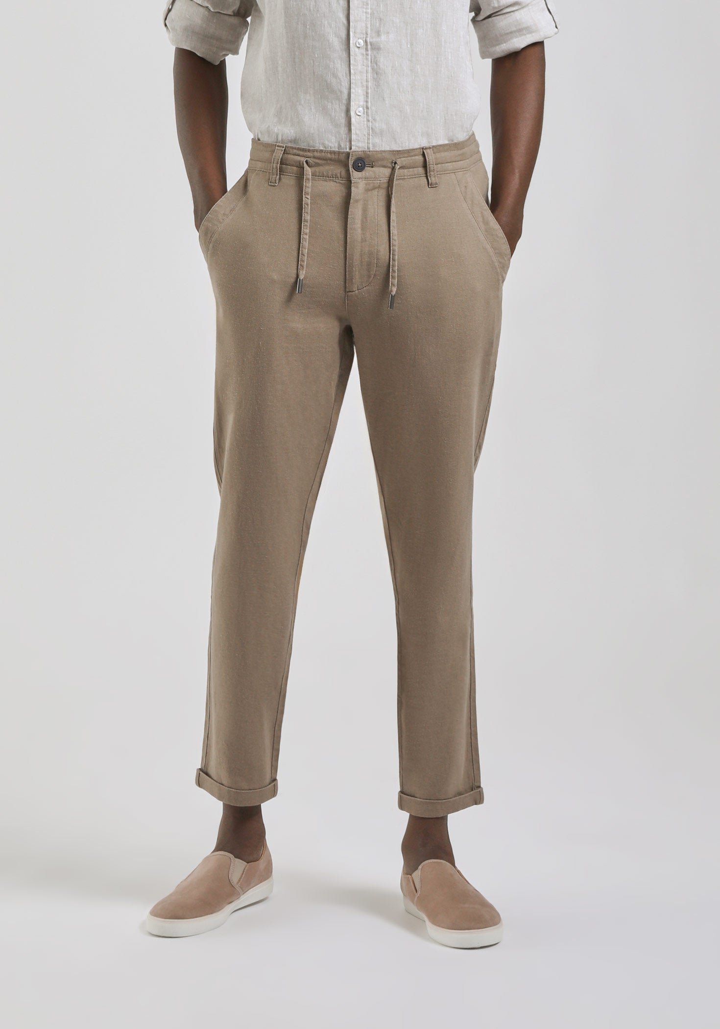 Pantaloni misto lino|Colore:Fango