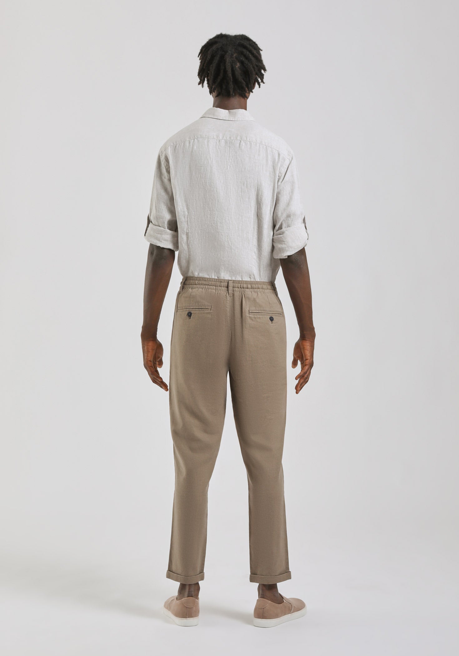 Pantaloni misto lino|Colore:Fango