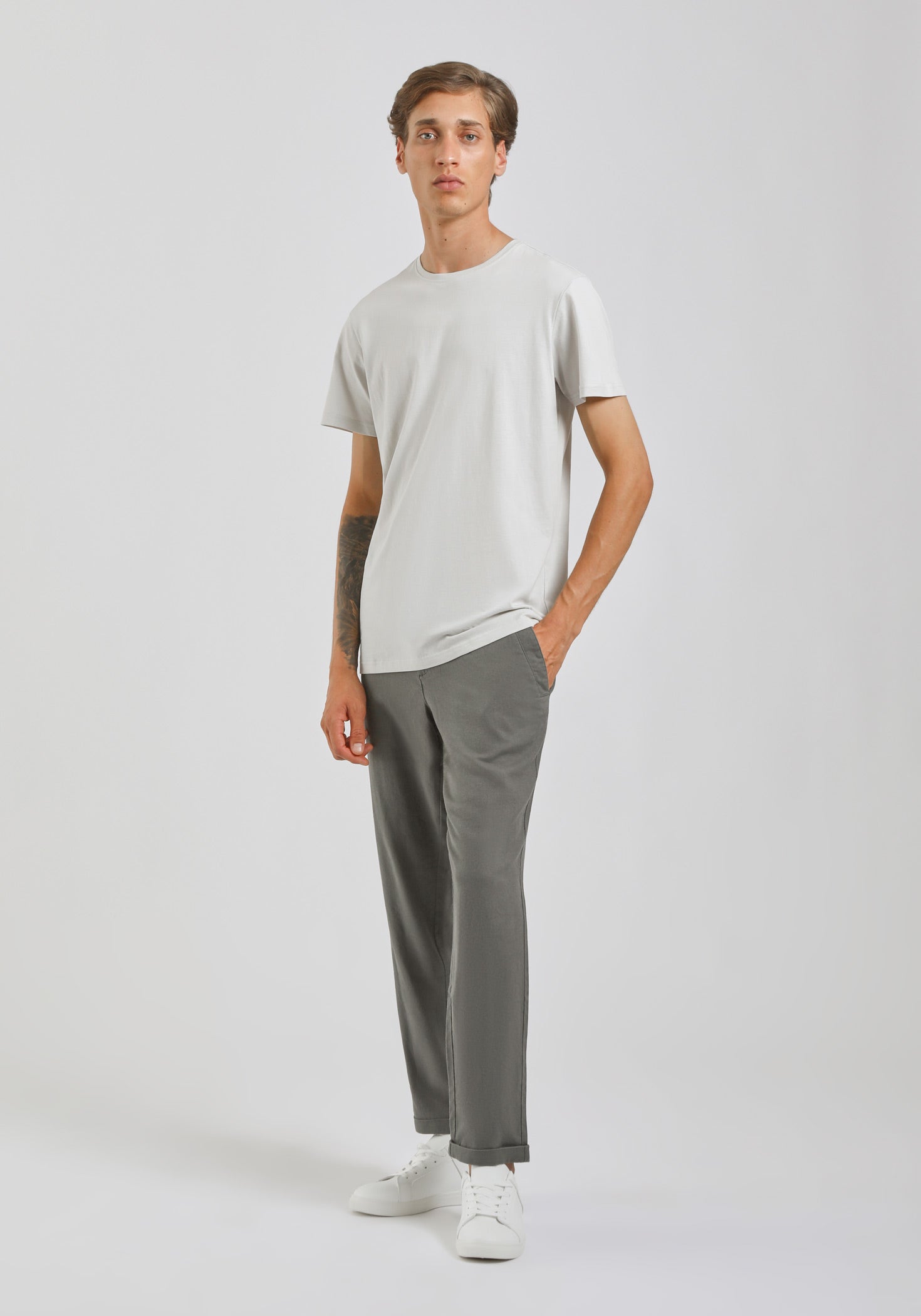 Pantaloni misto lino|Colore:Grigio