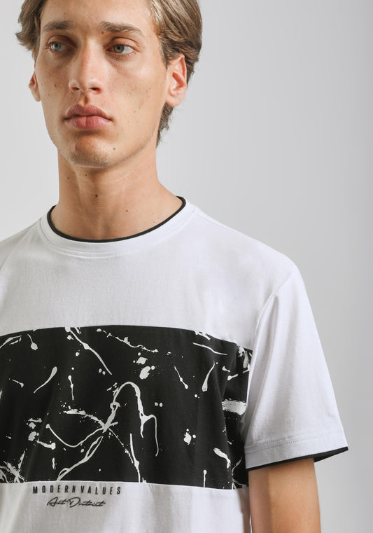T-shirt colorblock|Colore:Bianco