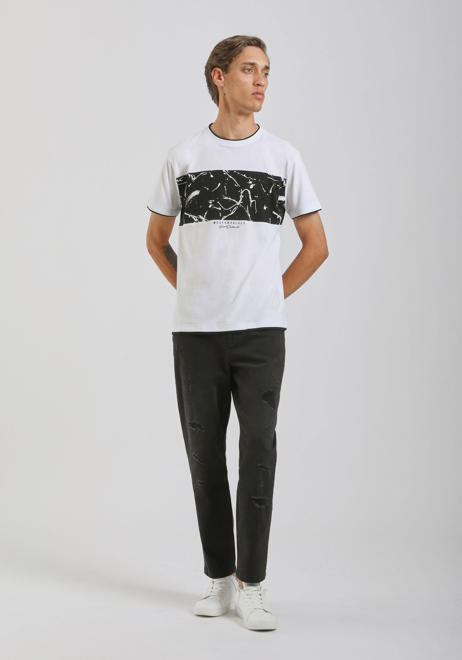 T-shirt colorblock|Colore:Bianco