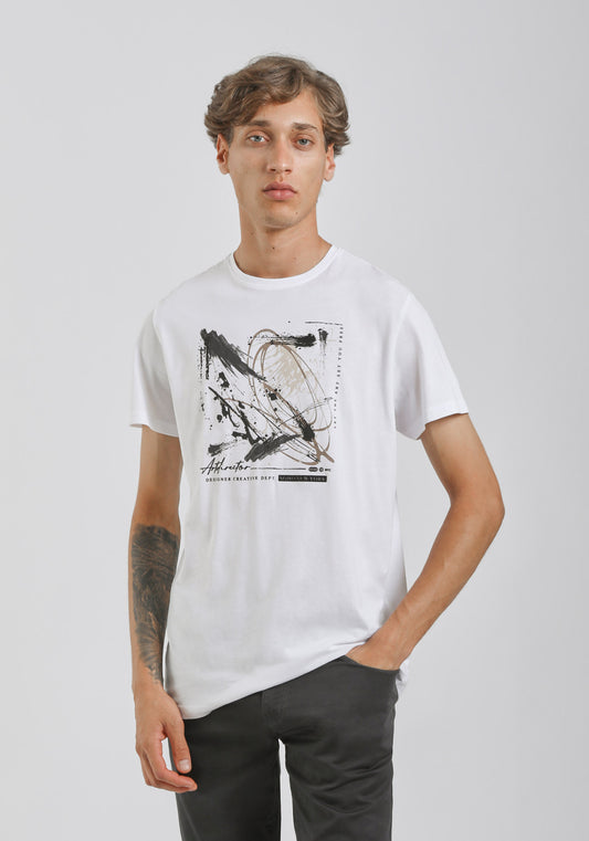 T-shirt 100% cotone con stampa|Colore:Bianco