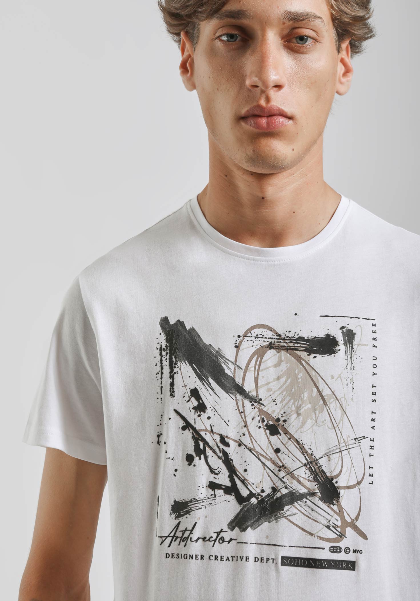 T-shirt 100% cotone con stampa|Colore:Bianco