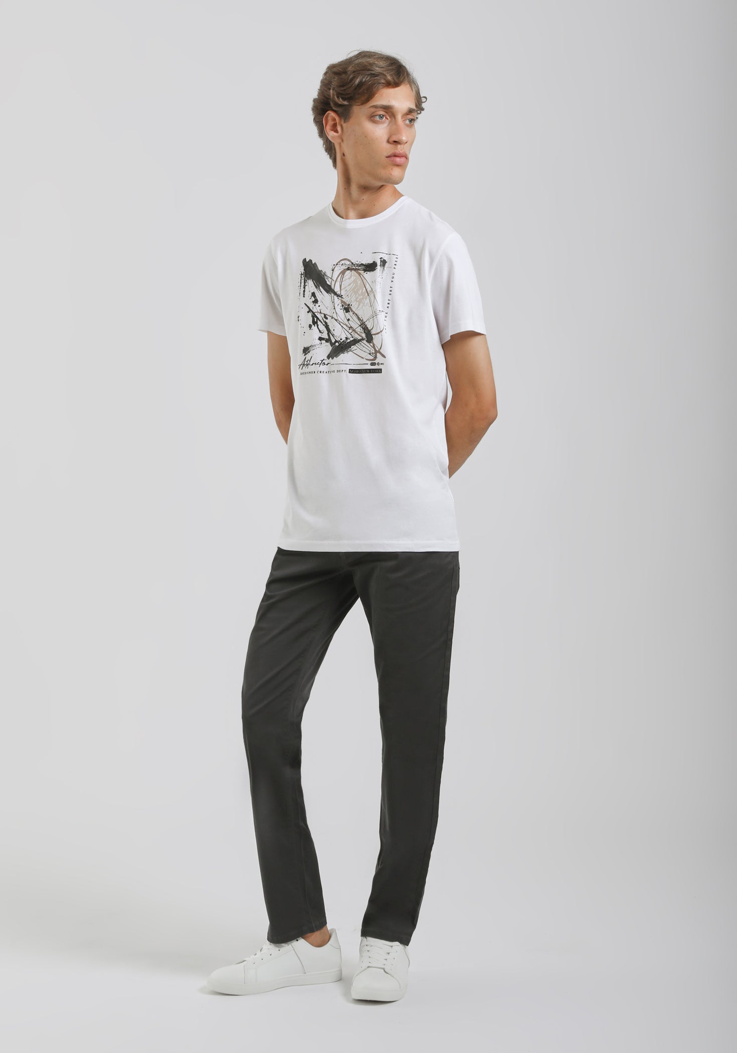 T-shirt 100% cotone con stampa|Colore:Bianco