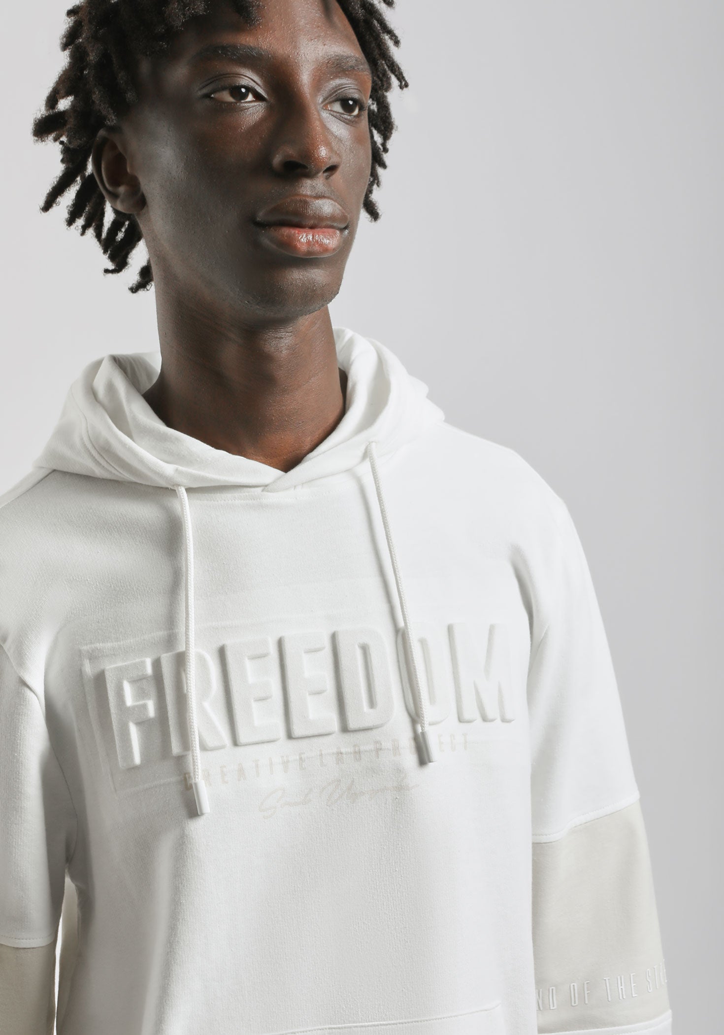 Felpa con cappuccio con stampa a rilievo|Colore:Off white