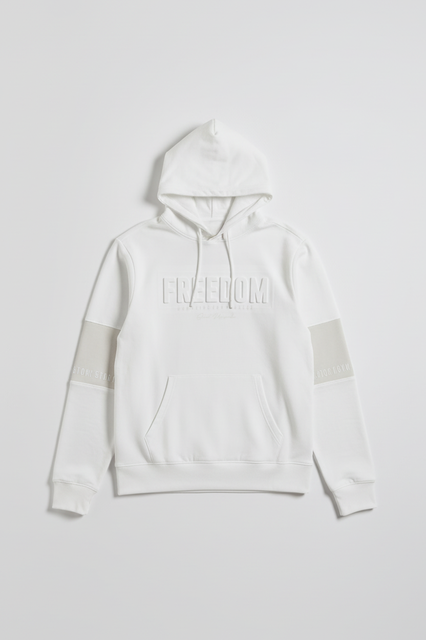 Felpa con cappuccio con stampa a rilievo|Colore:Off white