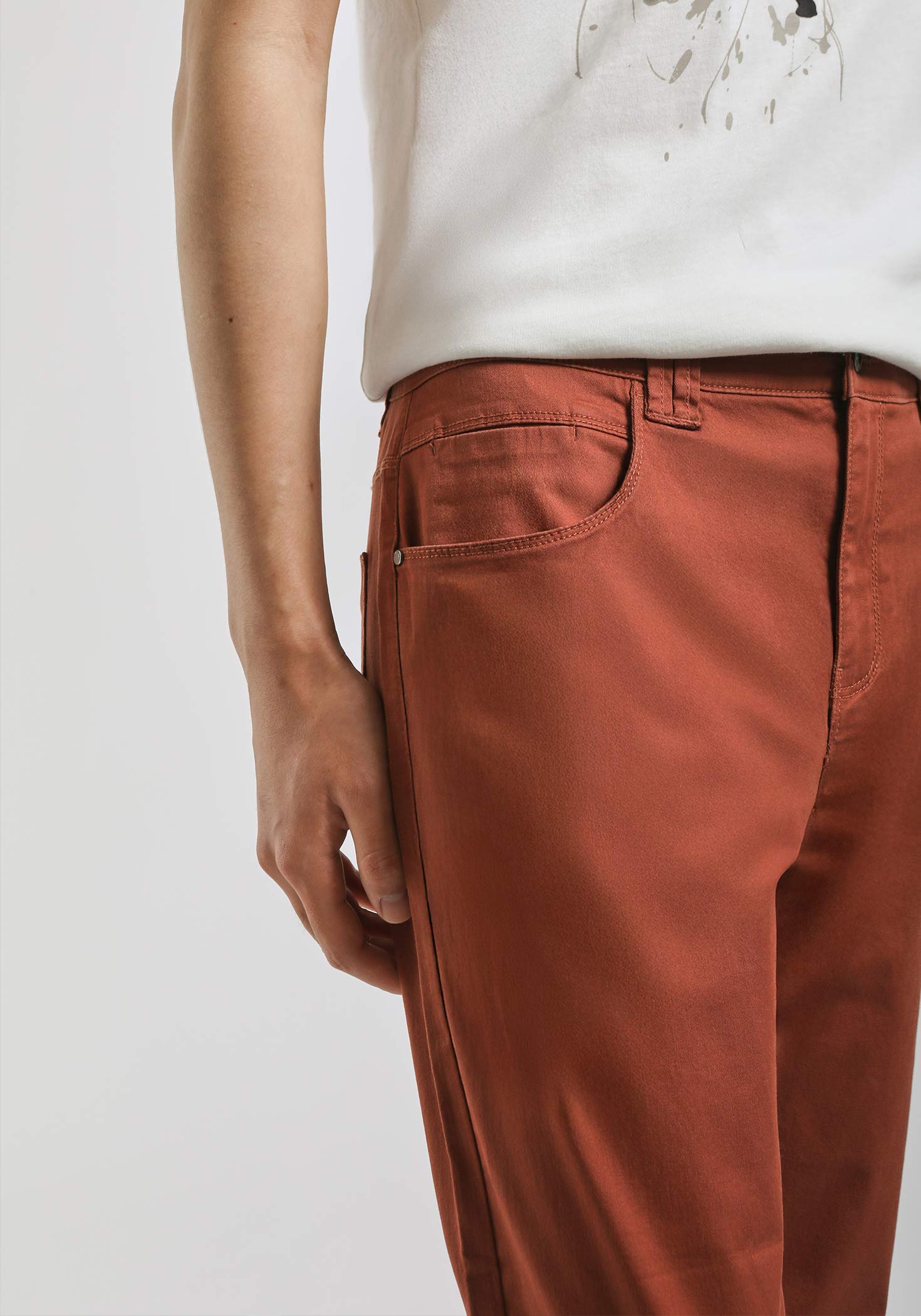Pantaloni cinque tasche in cotone|Colore:Rame