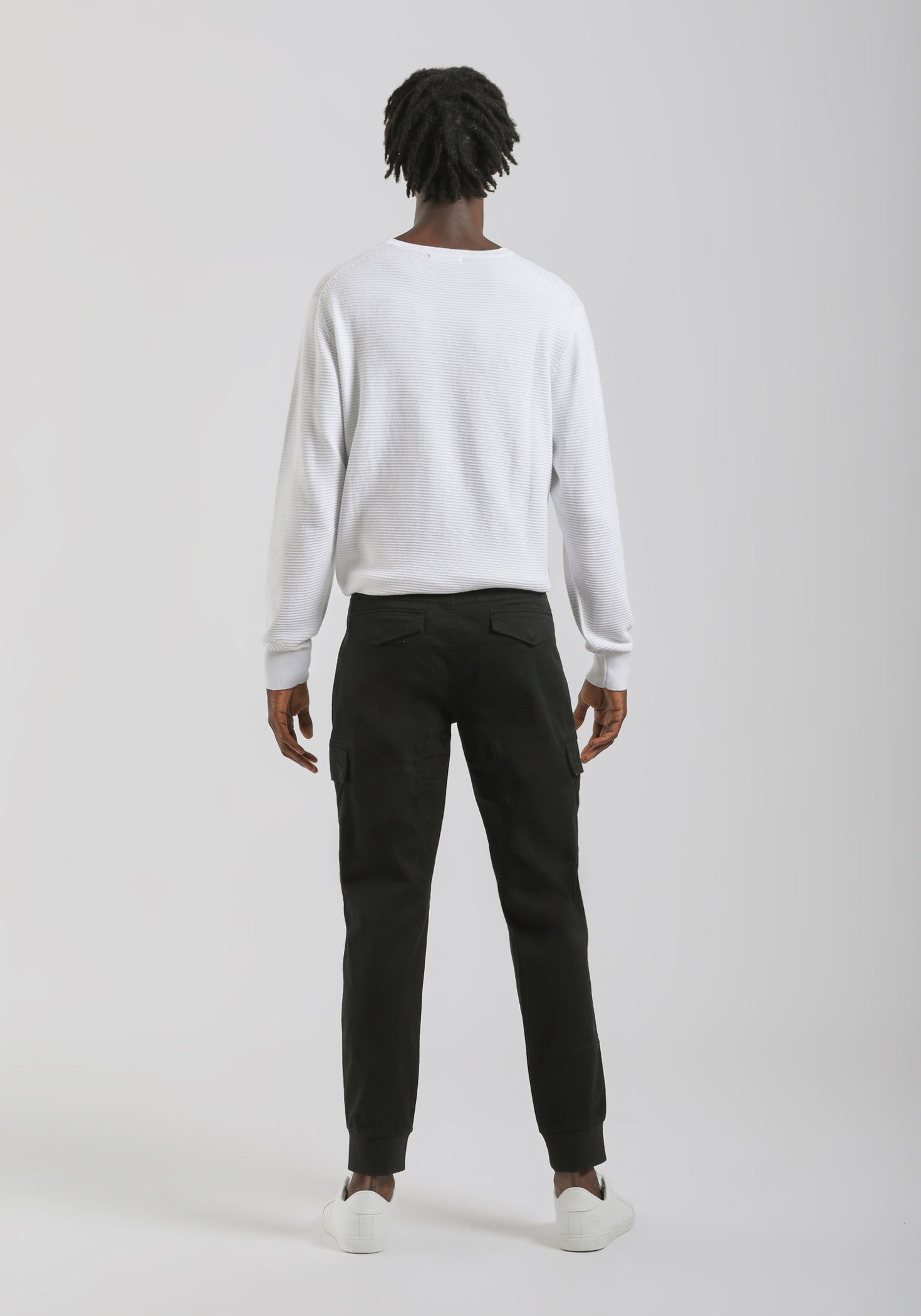 Pantaloni cargo con elastici alle caviglie|Colore:Nero