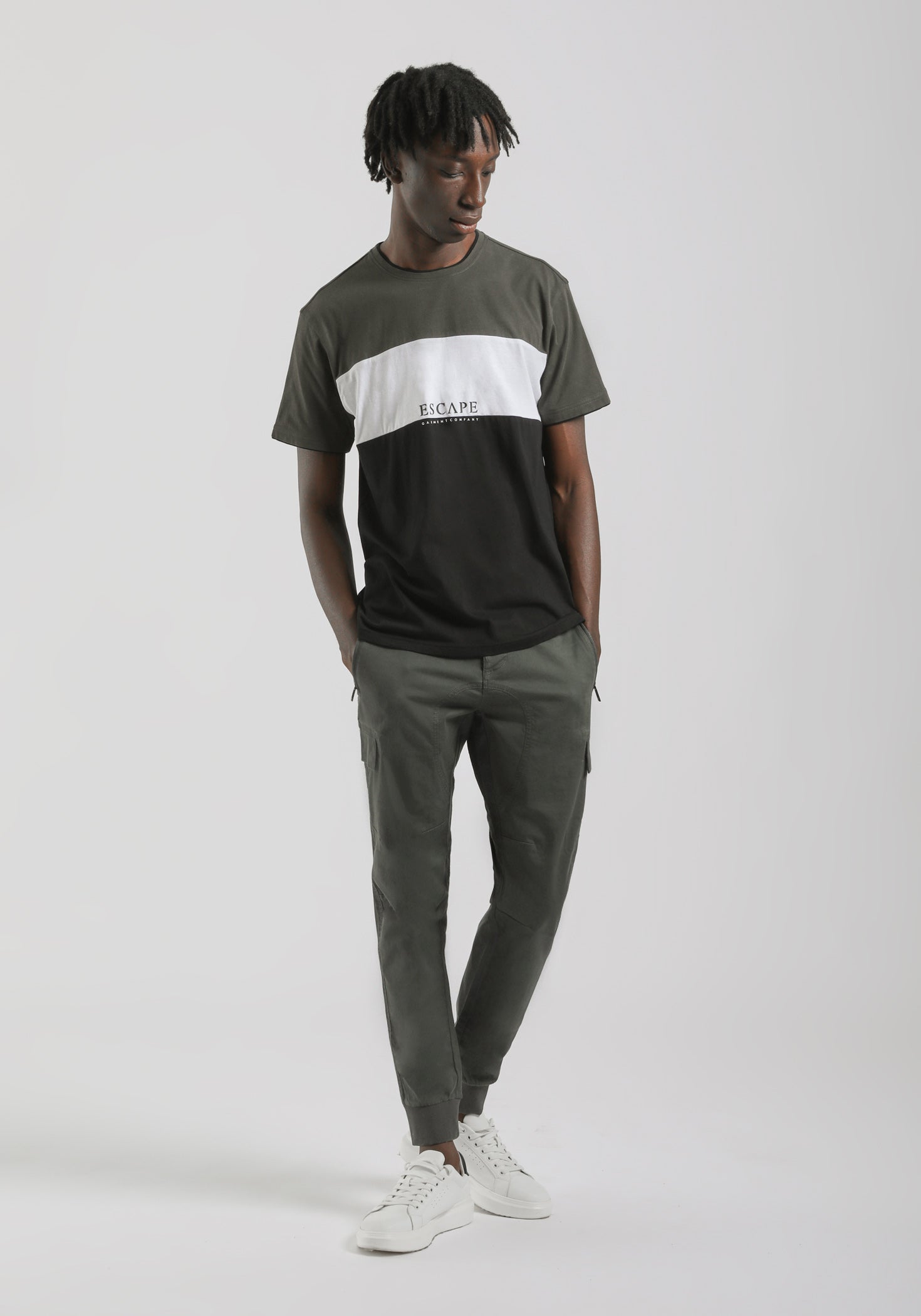 Pantaloni cargo con elastici alle caviglie|Colore:Verde scuro