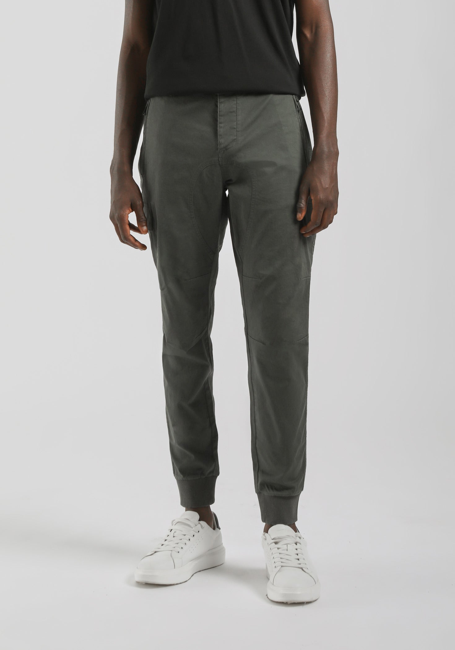 Pantaloni cargo con elastici alle caviglie|Colore:Verde scuro