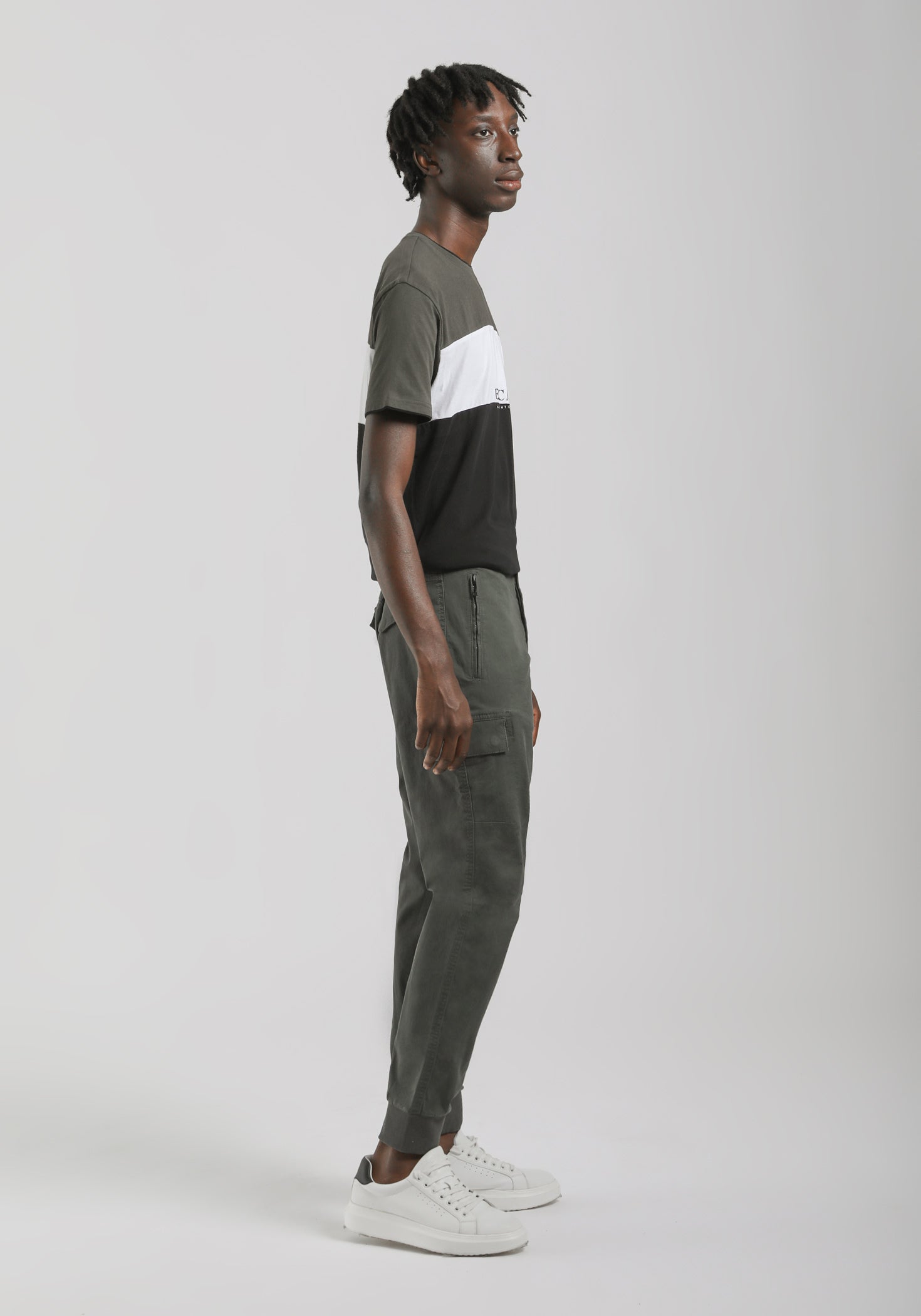 Pantaloni cargo con elastici alle caviglie|Colore:Verde scuro