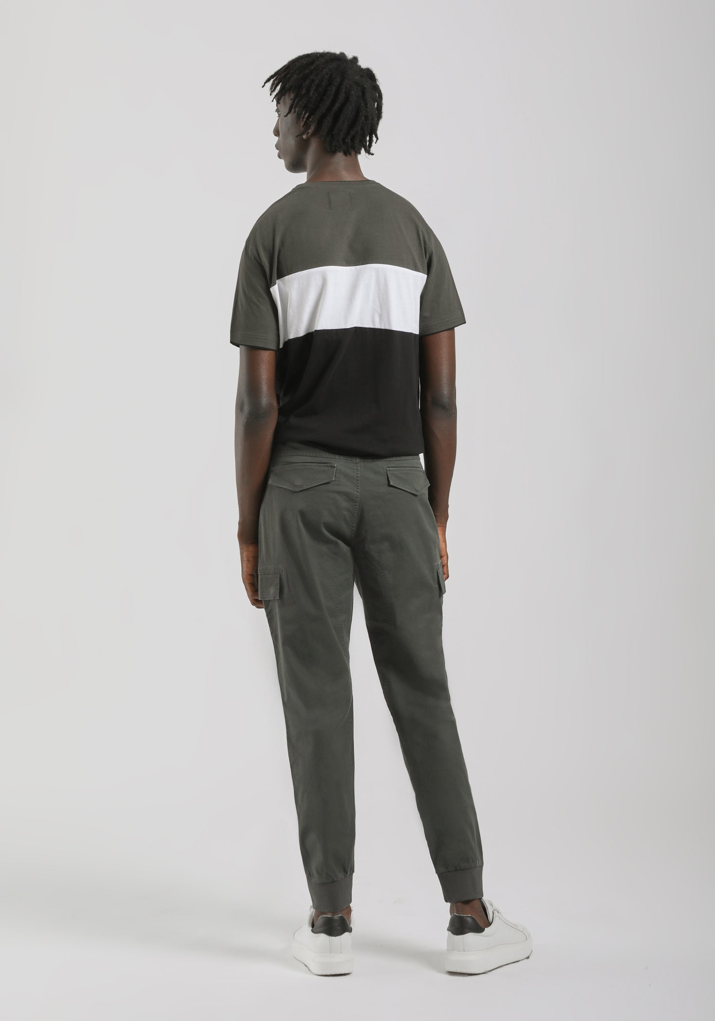 Pantaloni cargo con elastici alle caviglie|Colore:Verde scuro