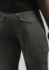Pantaloni cargo con elastici alle caviglie|Colore:Verde scuro