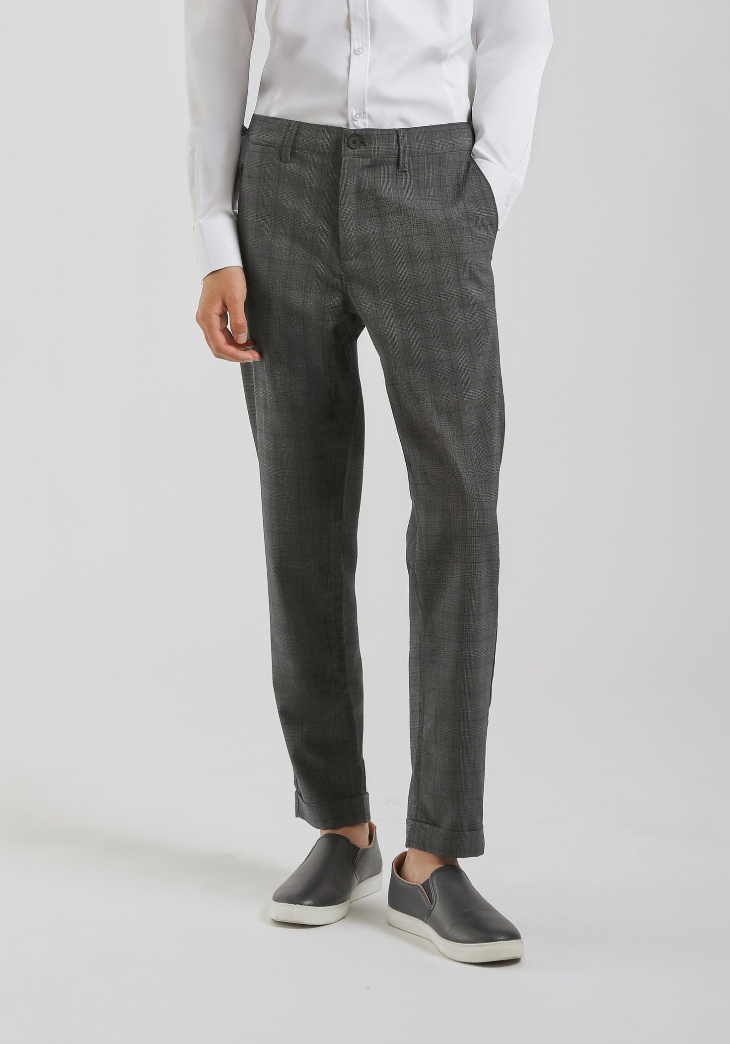 Pantaloni chino con fantasia a quadri|Colore:Blue