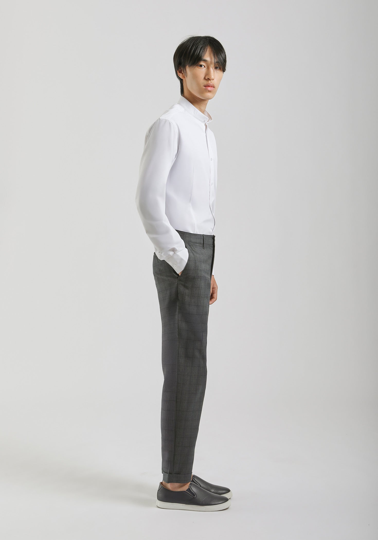 Pantaloni chino con fantasia a quadri|Colore:Blue