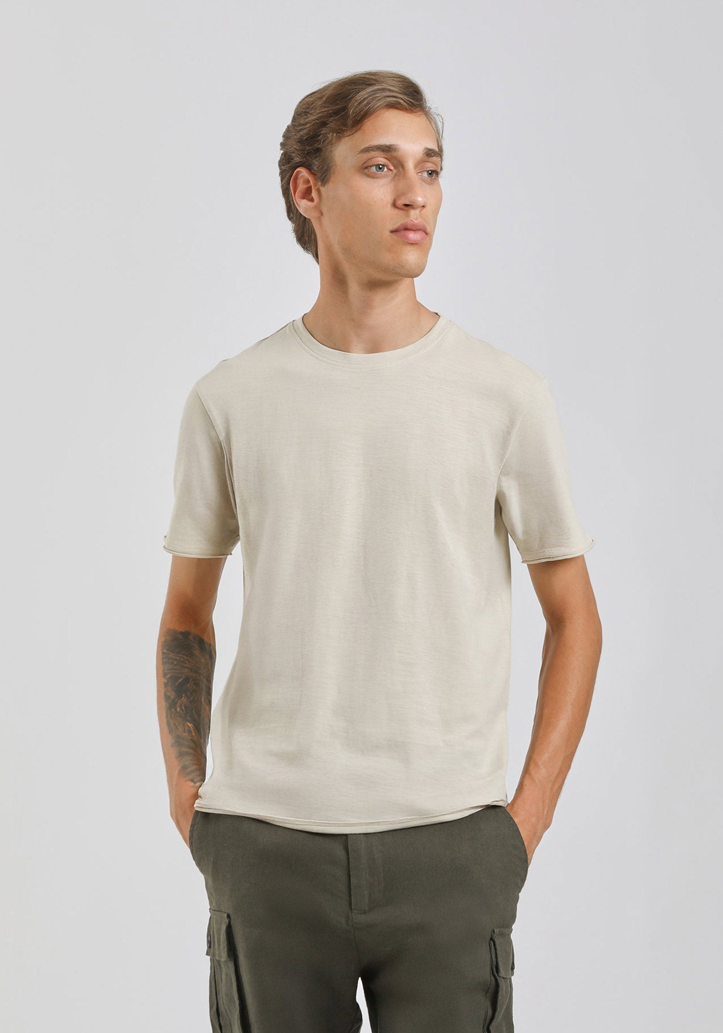 T-shirt basic 100% cotone|Colore:Sabbia