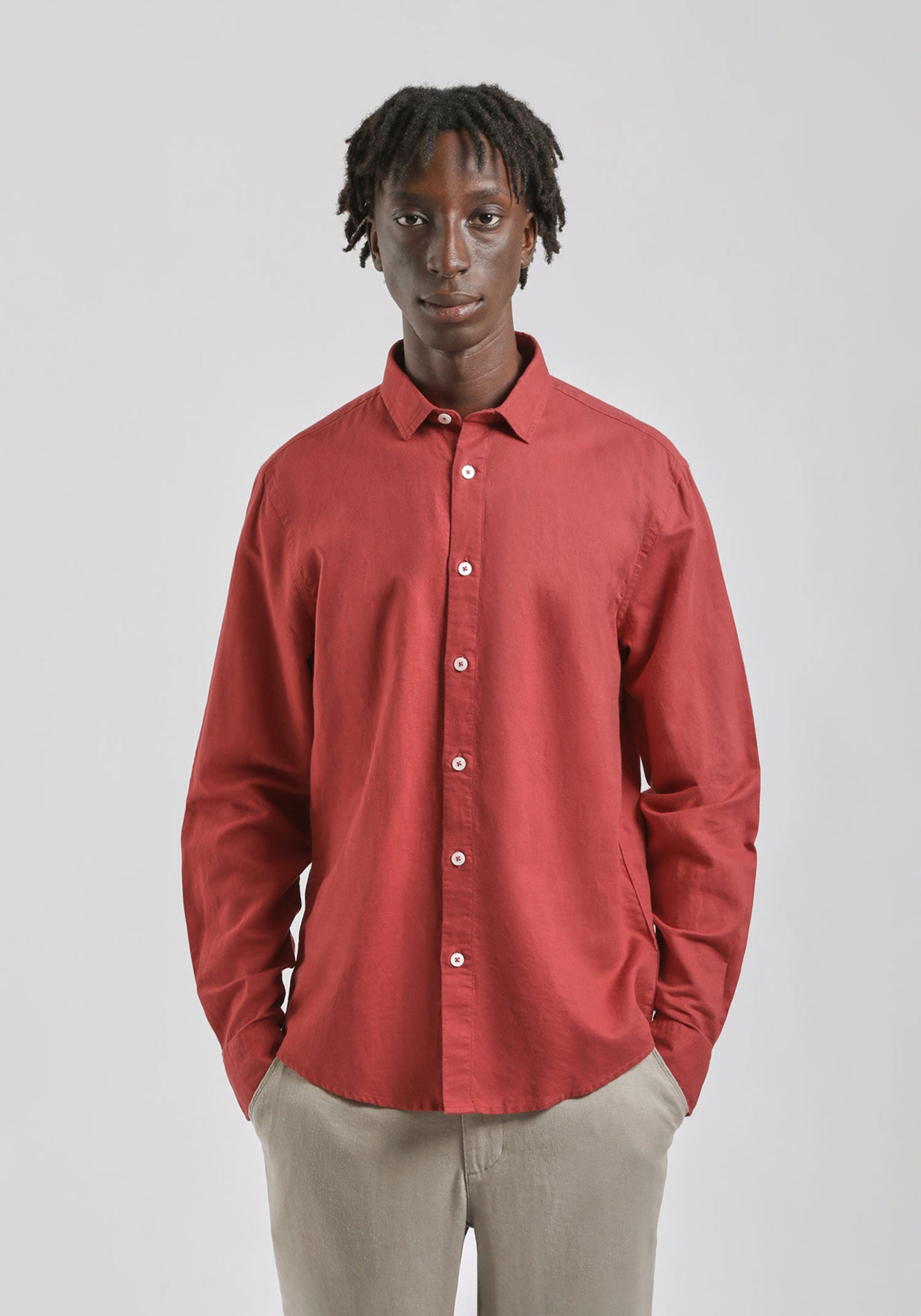 Camicia misto lino|Colore:Amaranto