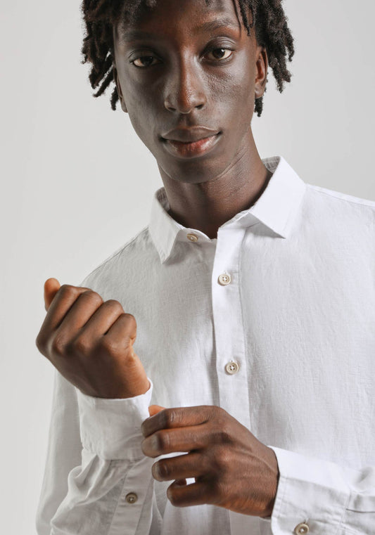 Camicia misto lino|Colore:Bianco