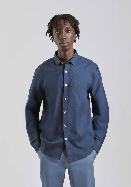 Camicia misto lino|Colore:Denim