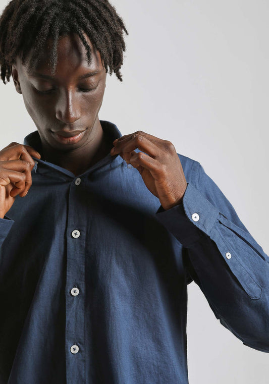 Camicia misto lino|Colore:Denim
