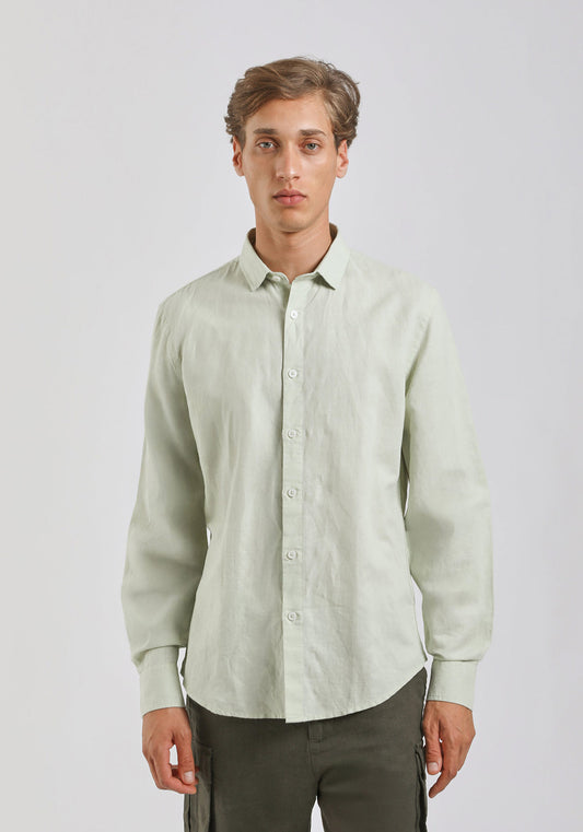 Camicia misto lino|Colore:Verde chiaro