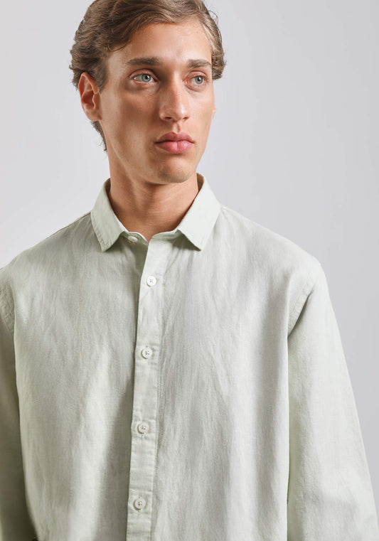 Camicia misto lino|Colore:Verde chiaro