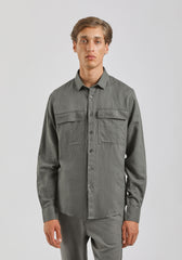 Camicia misto lino con tasconi|Colore:Grigio