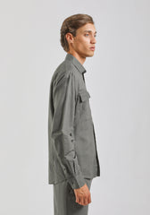 Camicia misto lino con tasconi|Colore:Grigio