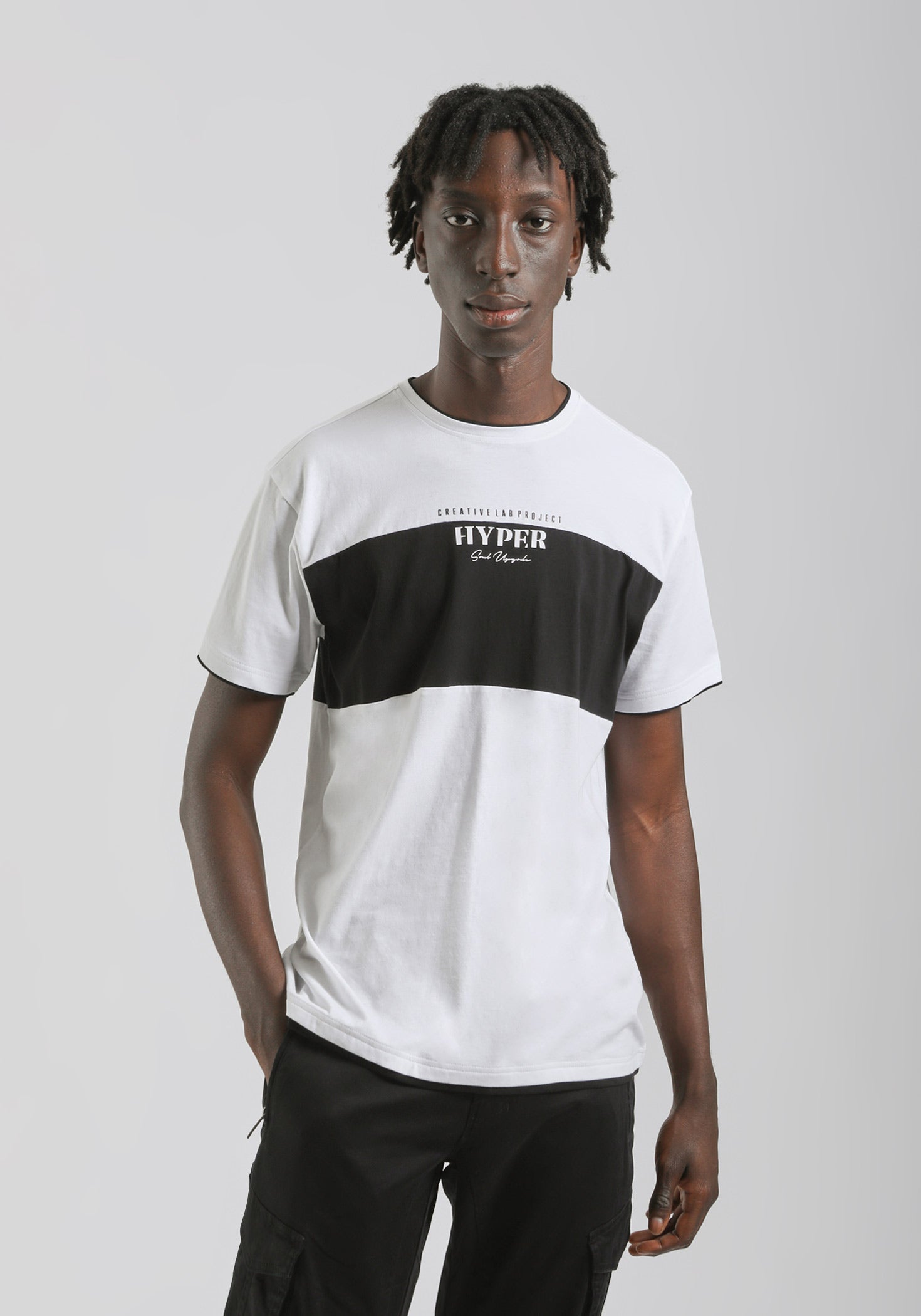 T-shirt colorblock|Colore:Bianco