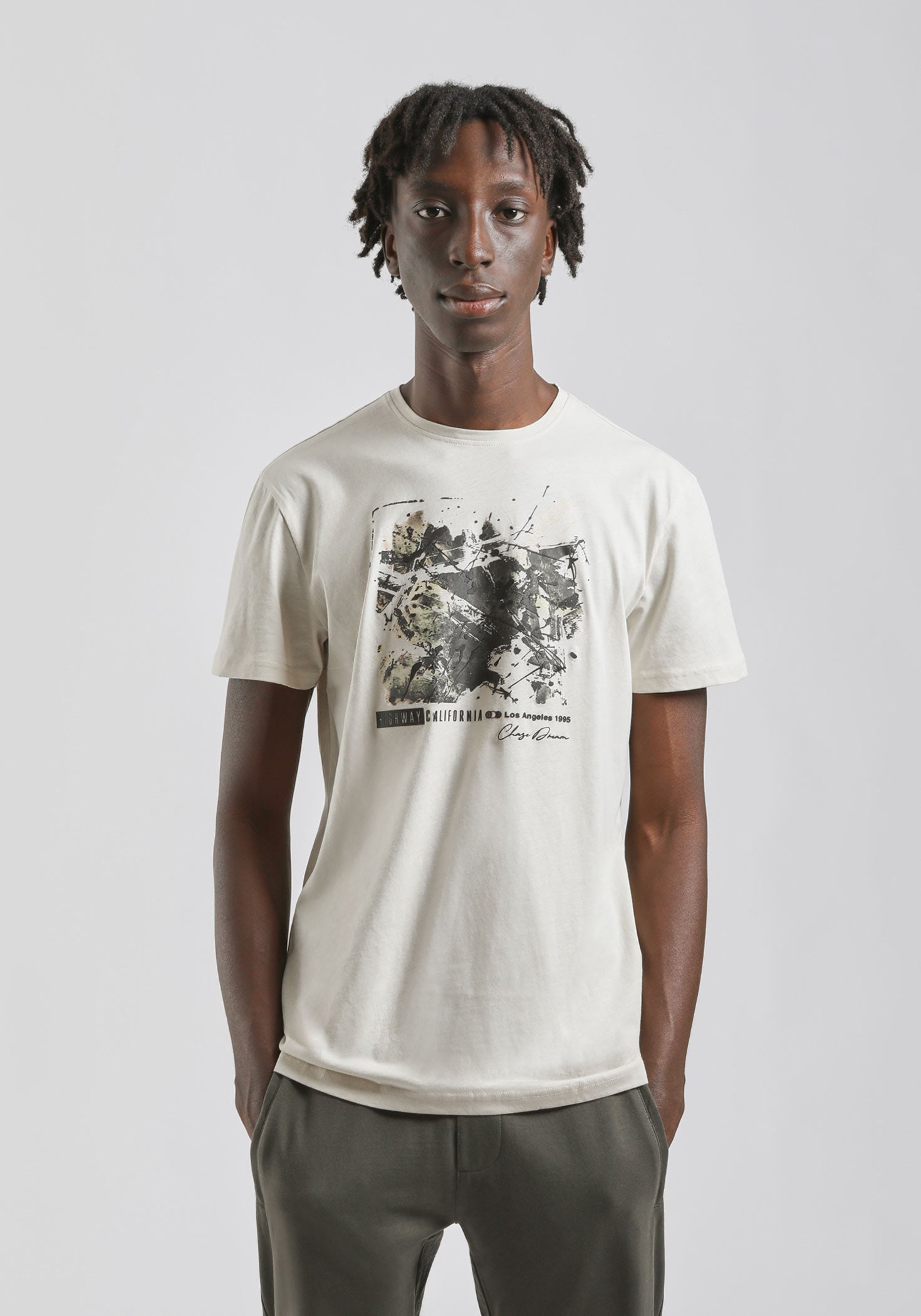 T-shirt 100% cotone con stampa|Colore:Ecrù