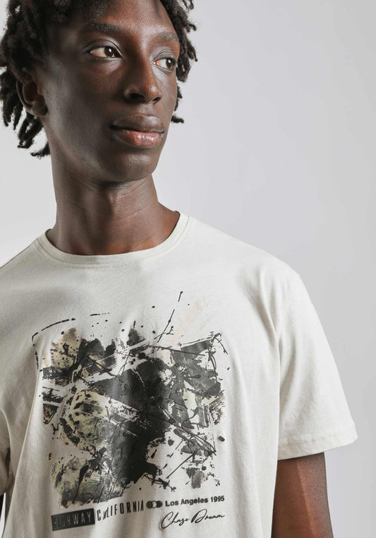T-shirt 100% cotone con stampa|Colore:Ecrù